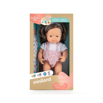 Miniland Doll 38cm - My Friends & Me - Brunette Caucasian Girl Baby Doll