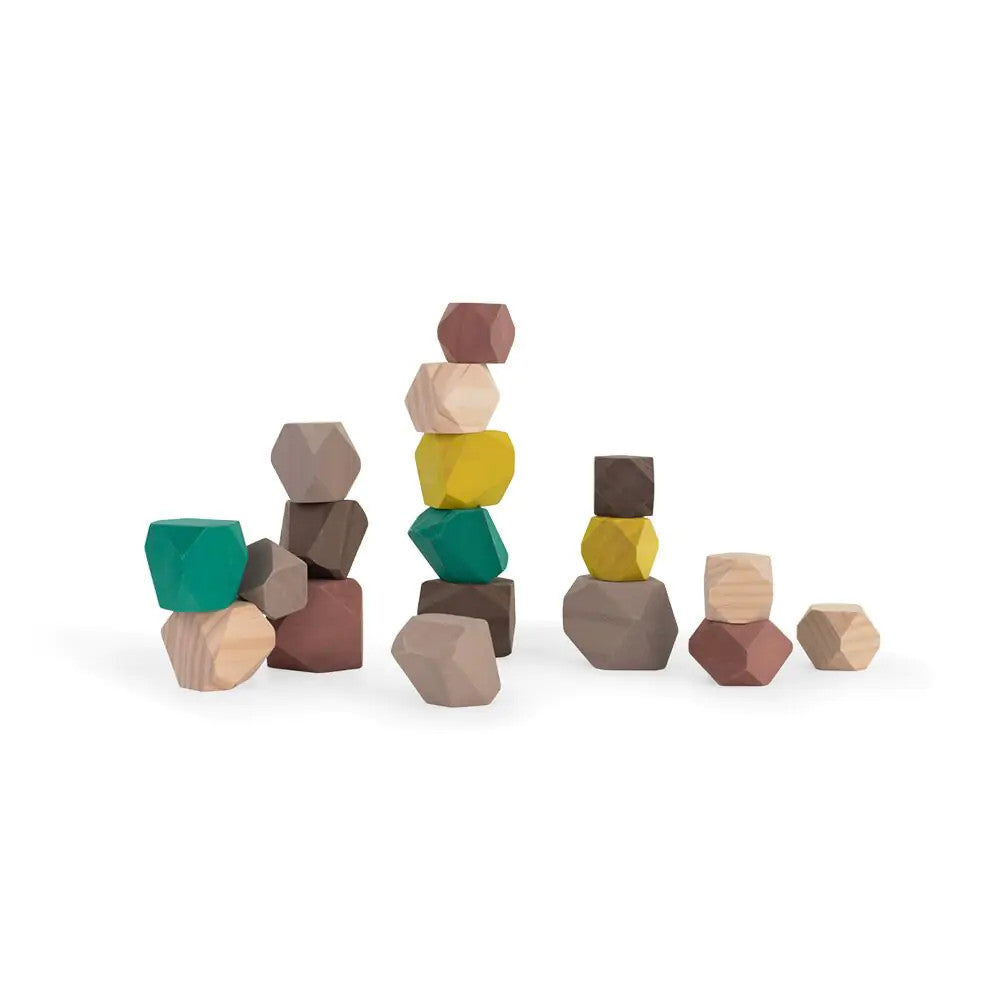 Miniland Aptitude - ECO Wooden Towering Wood Stones Set, 18 pcs