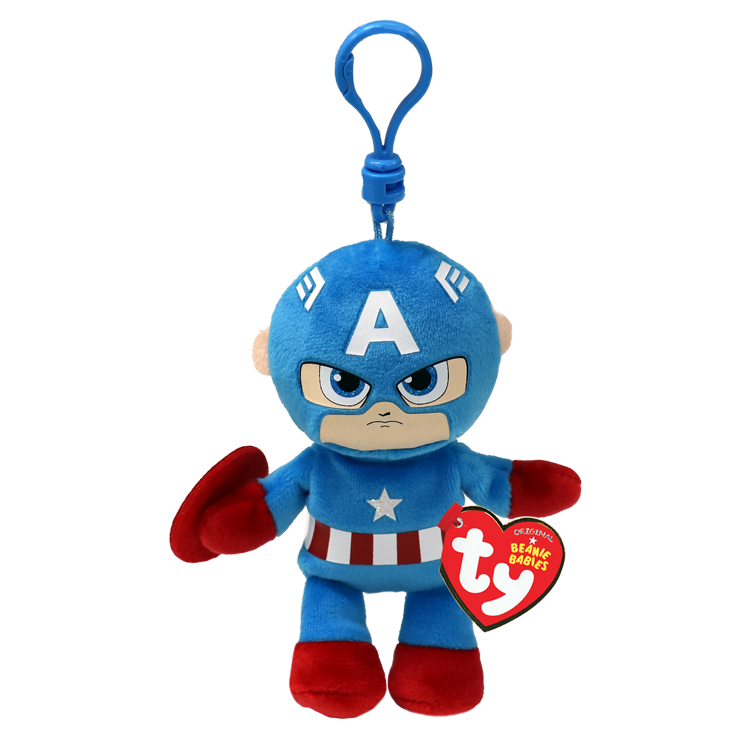 TY Marvel Beanie Babies Soft Clip - Captain America