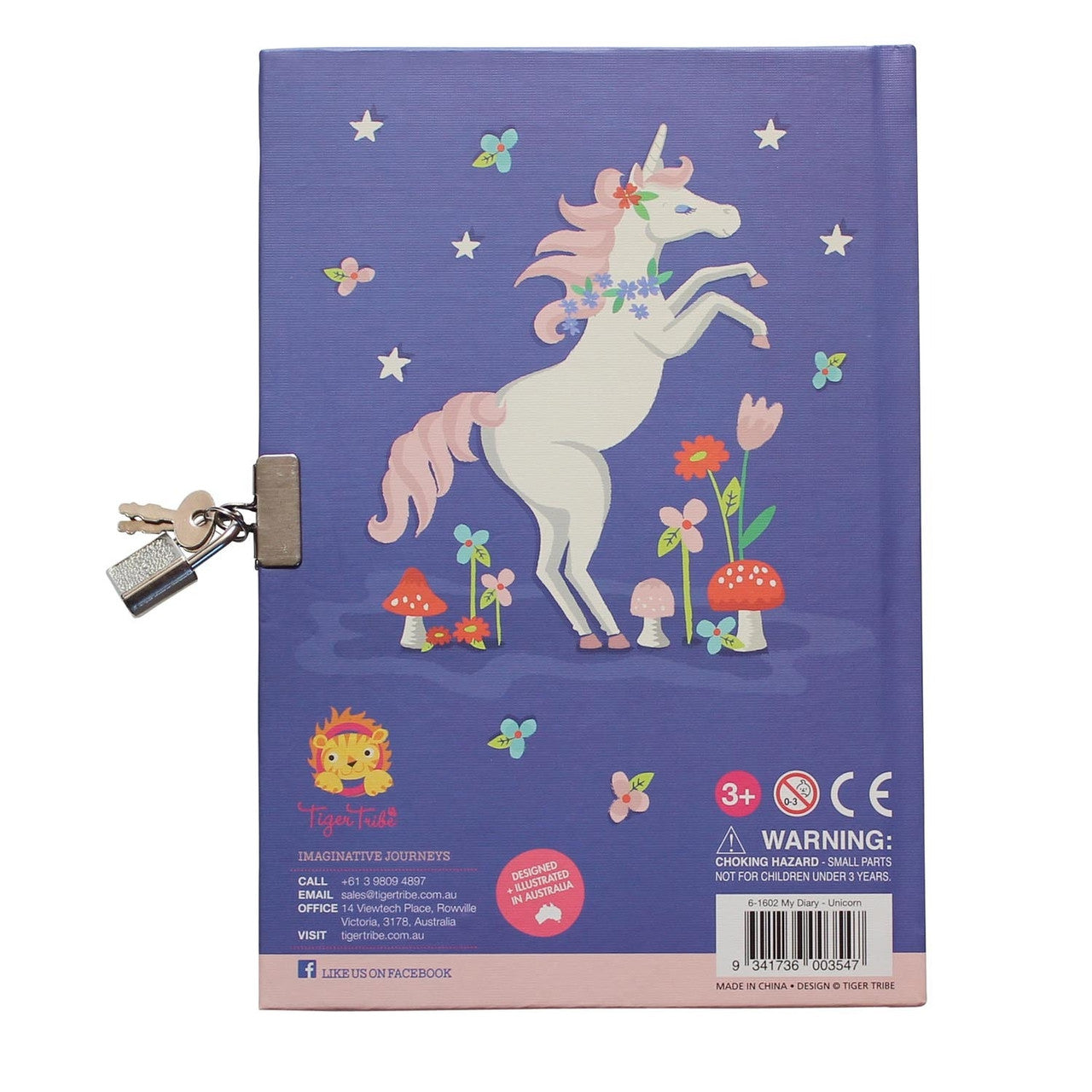 Tiger Tribe Lockable Diary - Unicorn Rainbows