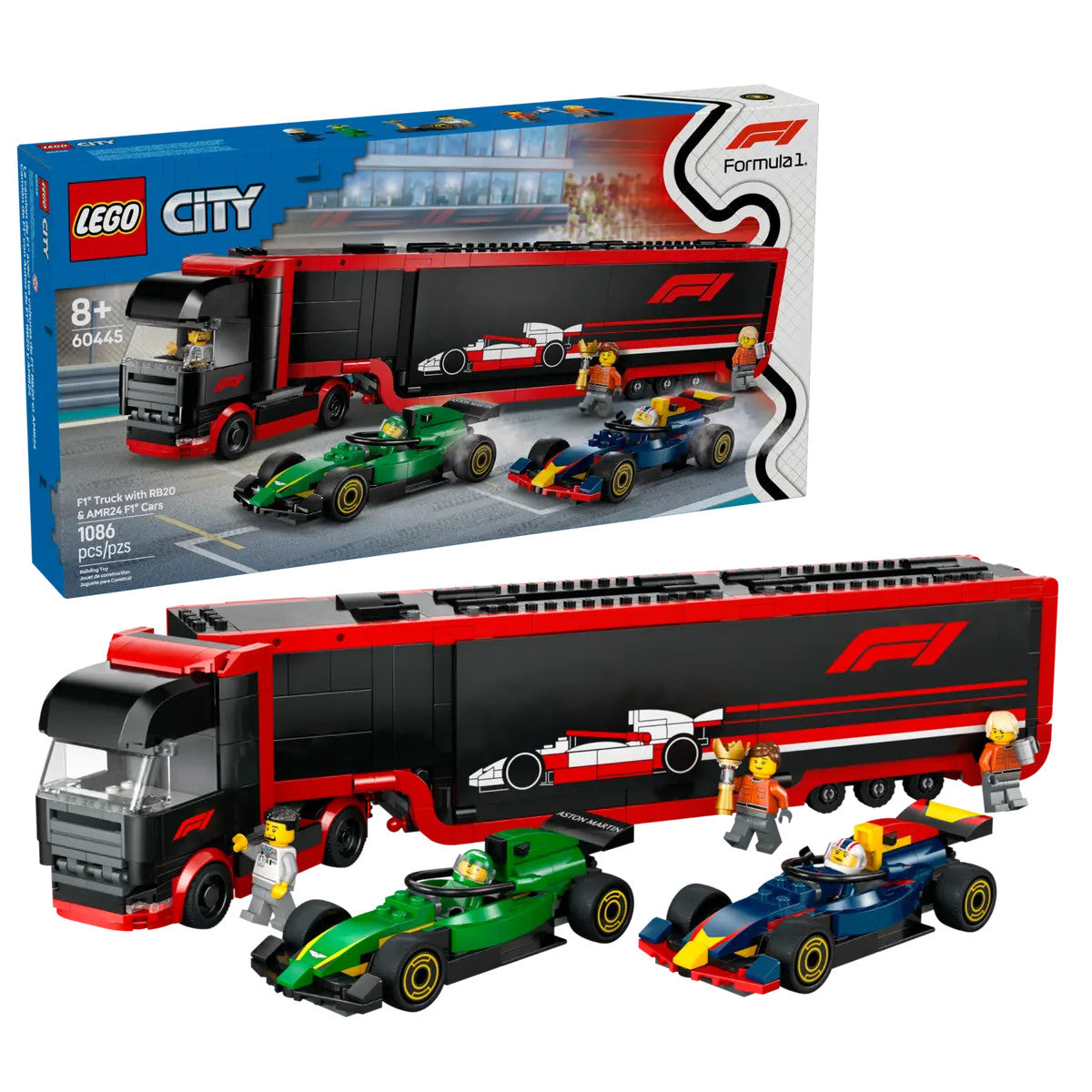 LEGO® City - F1® Truck with RB20 & AMR24 F1® Cars  60445