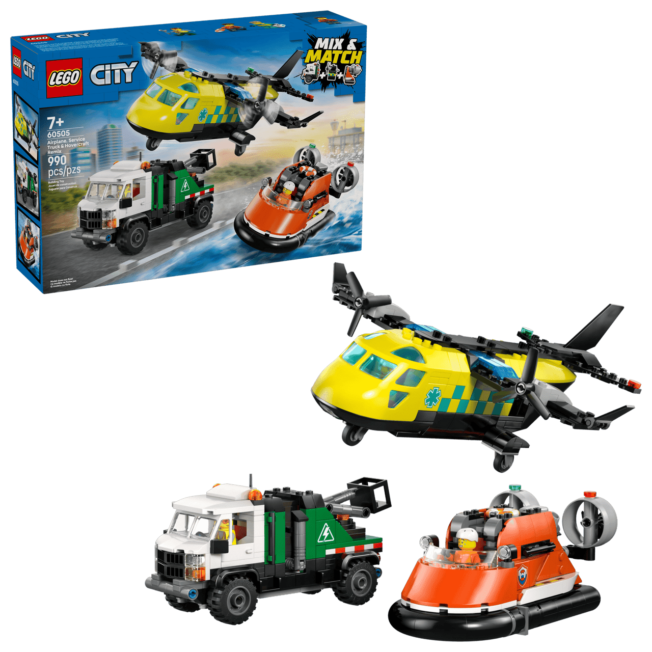  LEGO® City - Airplane, Service Truck & Hovercraft Remix 60505