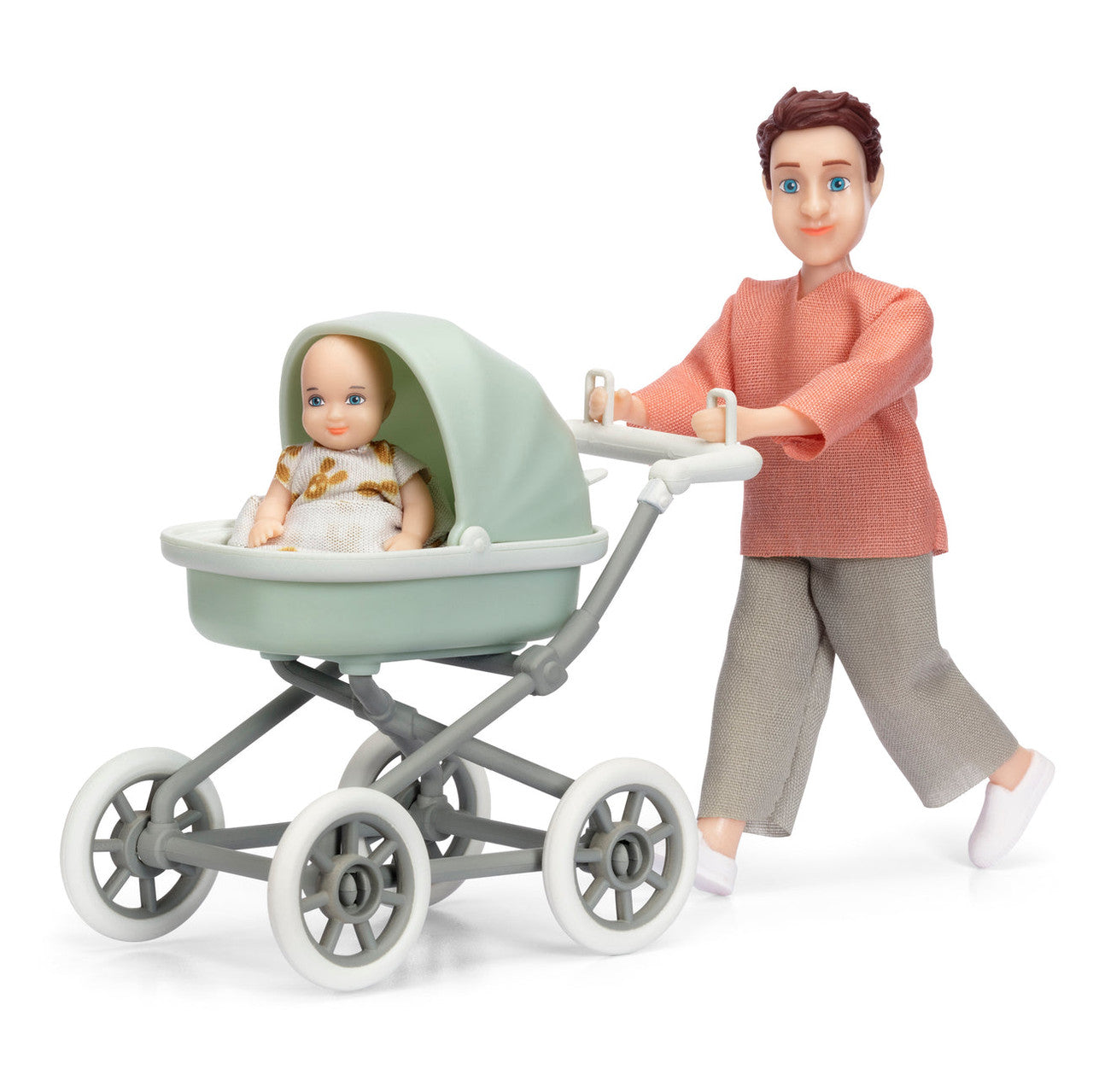 Lundby Doll's House - Father Doll with Pram and Baby Set