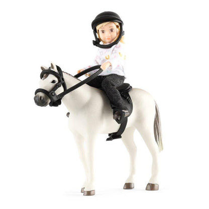 Lundby Doll's House - Girl and Horse with Riding Tackle
