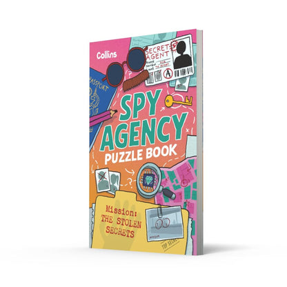 Stolen Secrets Spy Agency Puzzle Book featuring code-breaking puzzles, logic games and an interactive secret agent mission