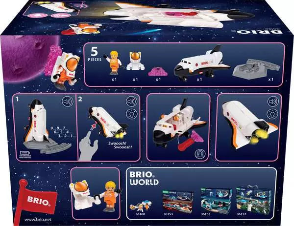 BRIO space shuttle magnetic tether picking up the cargo load, showing how the astronaut collects minerals