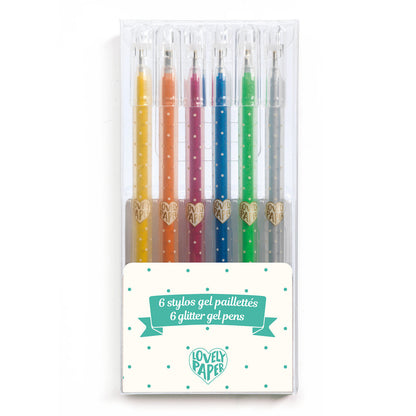Djeco - 6 Glitter Gel Pens