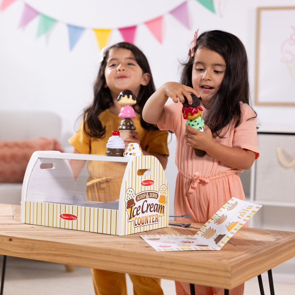 Melissa & Doug Scoop & Serve Ice Cream Counter Wooden Pretend Play Set