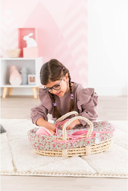 Corolle Mon Grand Poupon - Floral Wicker Baby Basket  for 36/42cm Dolls
