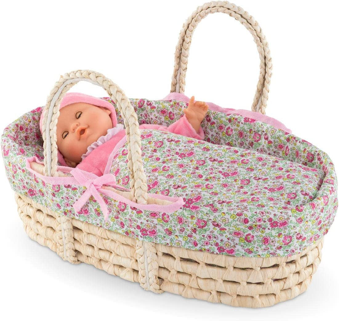 Corolle Mon Grand Poupon - Floral Wicker Baby Basket  for 36/42cm Dolls