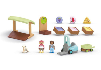Playmobil Junior - Organic Market Stall & Forklift 71691 *Minor Box Damage*