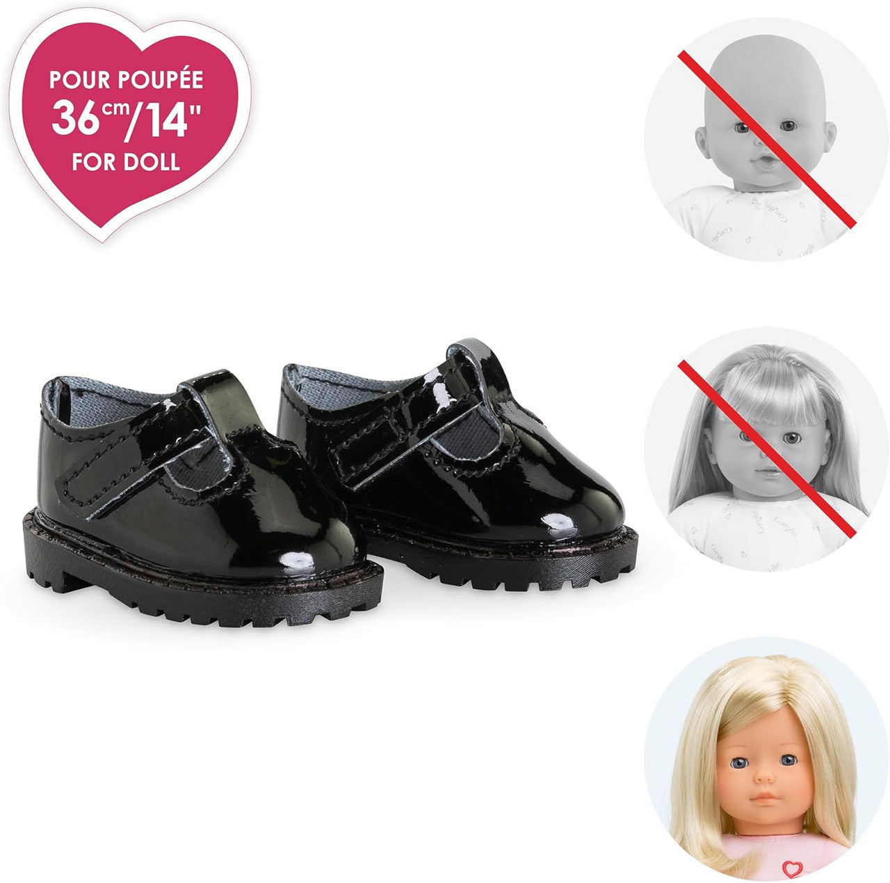 Corolle - Black Varnished Shoes for Ma Corolle 36cm Dolls