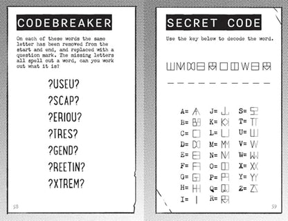 Stolen Secrets Spy Agency Puzzle Book featuring code-breaking puzzles, logic games and an interactive secret agent mission