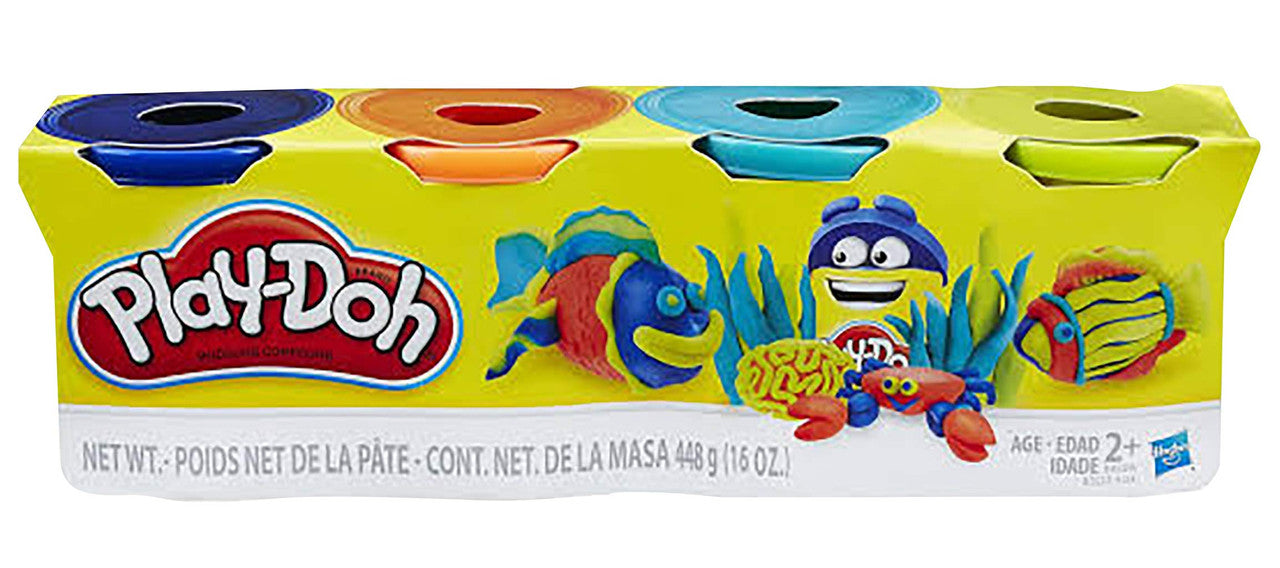Play-Doh 4 Pack Assorted - Dark Blue/Orange/Teal/Lime Green