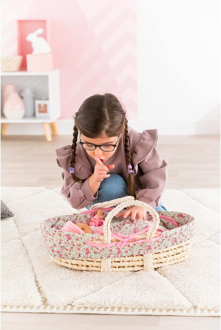 Corolle Mon Grand Poupon - Floral Wicker Baby Basket  for 36/42cm Dolls