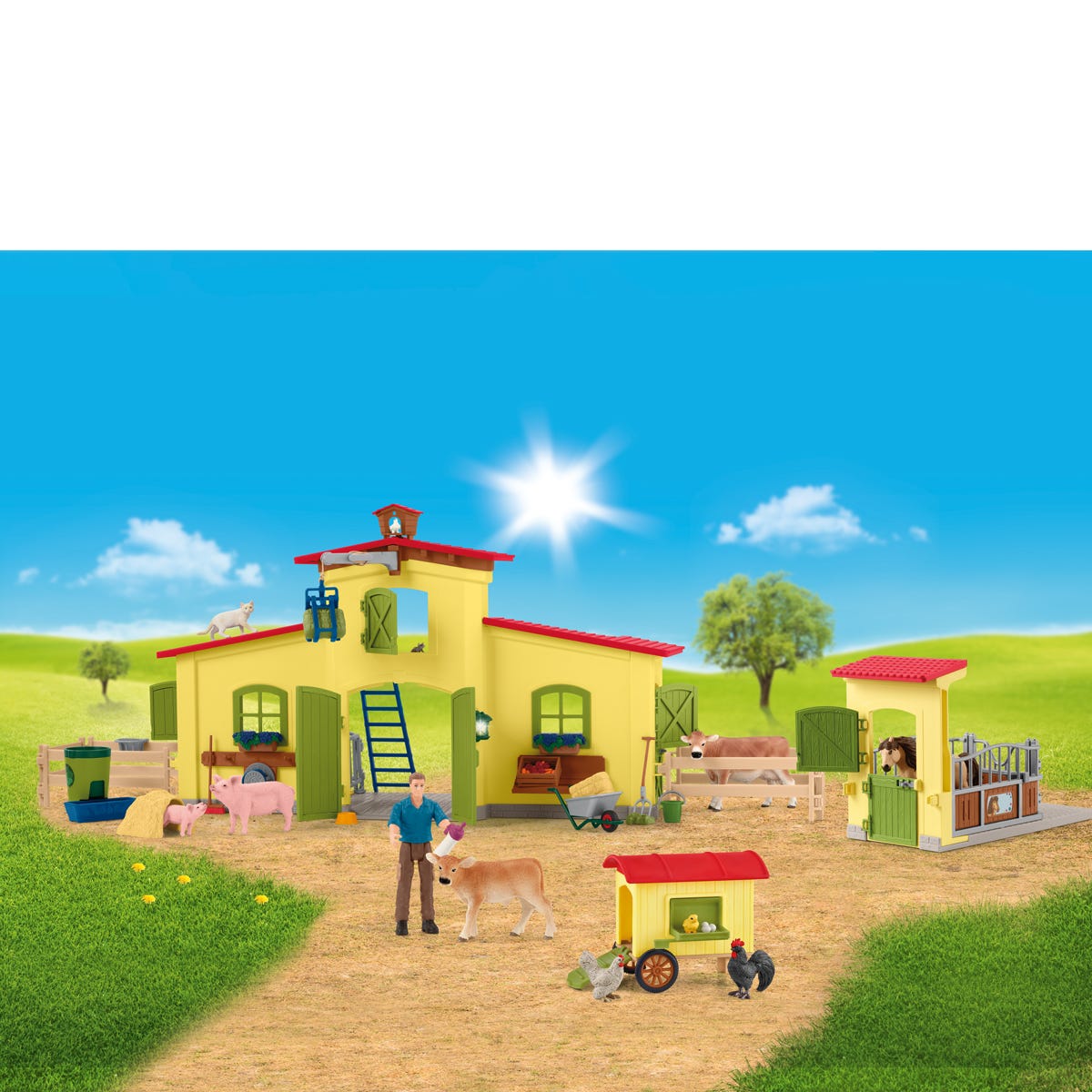 Schleich Farm Life -  Farm with Chicken Coop and Horse Box Bundle 72224