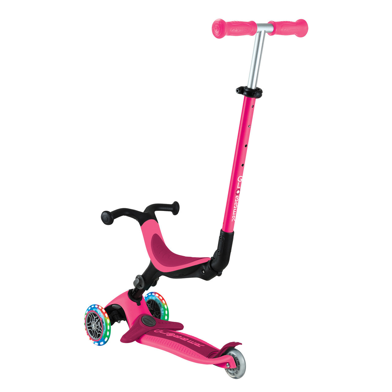 Globber - GO UP ACTIVE with Lights - Fuchsia/ Dark Pink