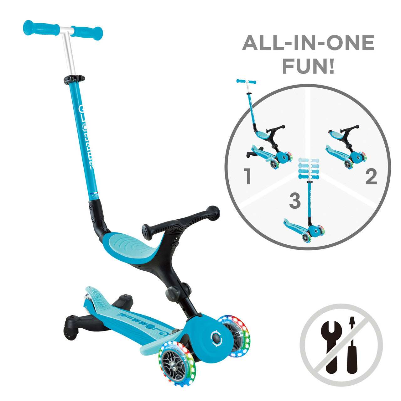 Globber - GO UP ACTIVE Lights 360 Ride-On Scooter - Aqua