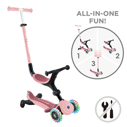 Globber - GO UP ACTIVE Lights 360 Ride-On Scooter - Pastel Pink