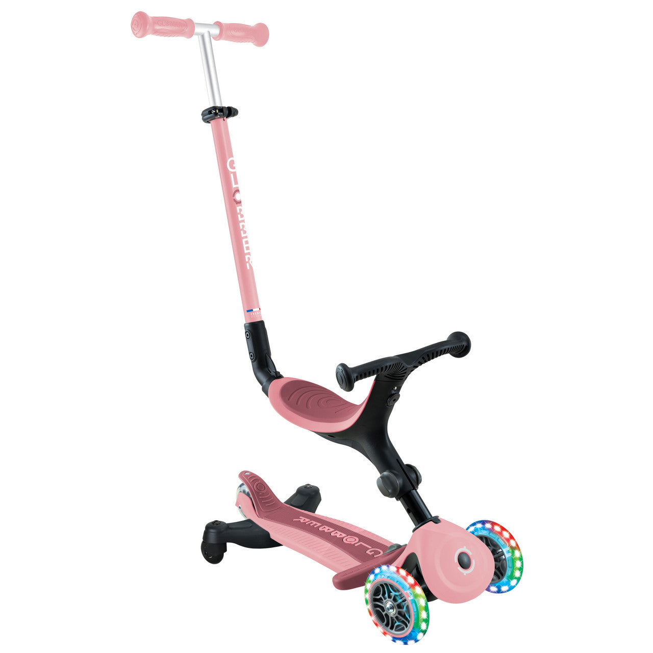 Globber - Go Up Active Lights 360 Ride-On Scooter - Pastel Pink