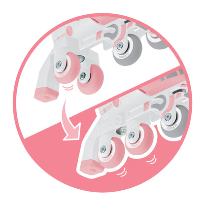 Globber Learning Inline Skates 2in1 for Kids: Size 29-32 - Pastel Pink