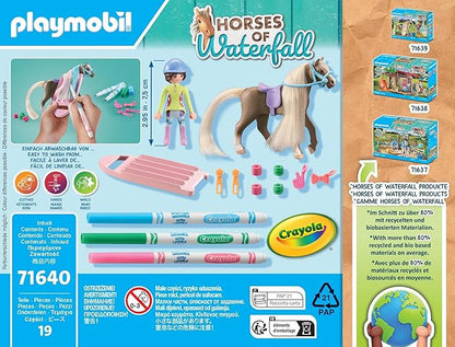 Playmobil - Horses of Waterfall - Creative Set with Horse and Crayola Pens 71640