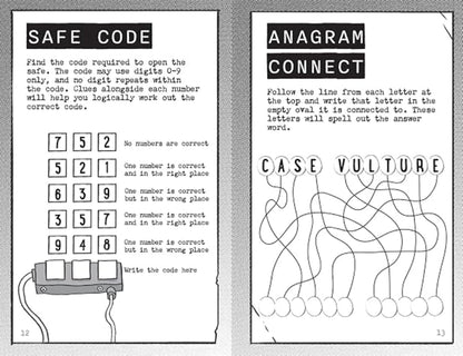 Stolen Secrets Spy Agency Puzzle Book featuring code-breaking puzzles, logic games and an interactive secret agent mission