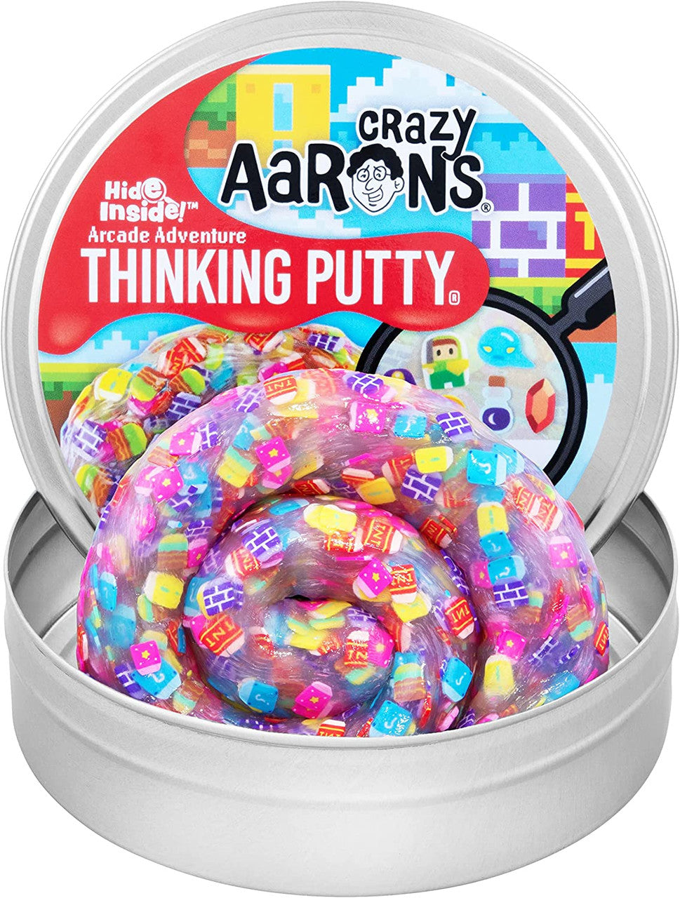Crazy Aaron's HIDE INSIDE Thinking Putty - Arcade Adventure 4" Tin