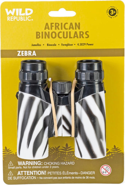 Wild Republic Zebra Print Binoculars - Kids Wildlife Explorer Toy