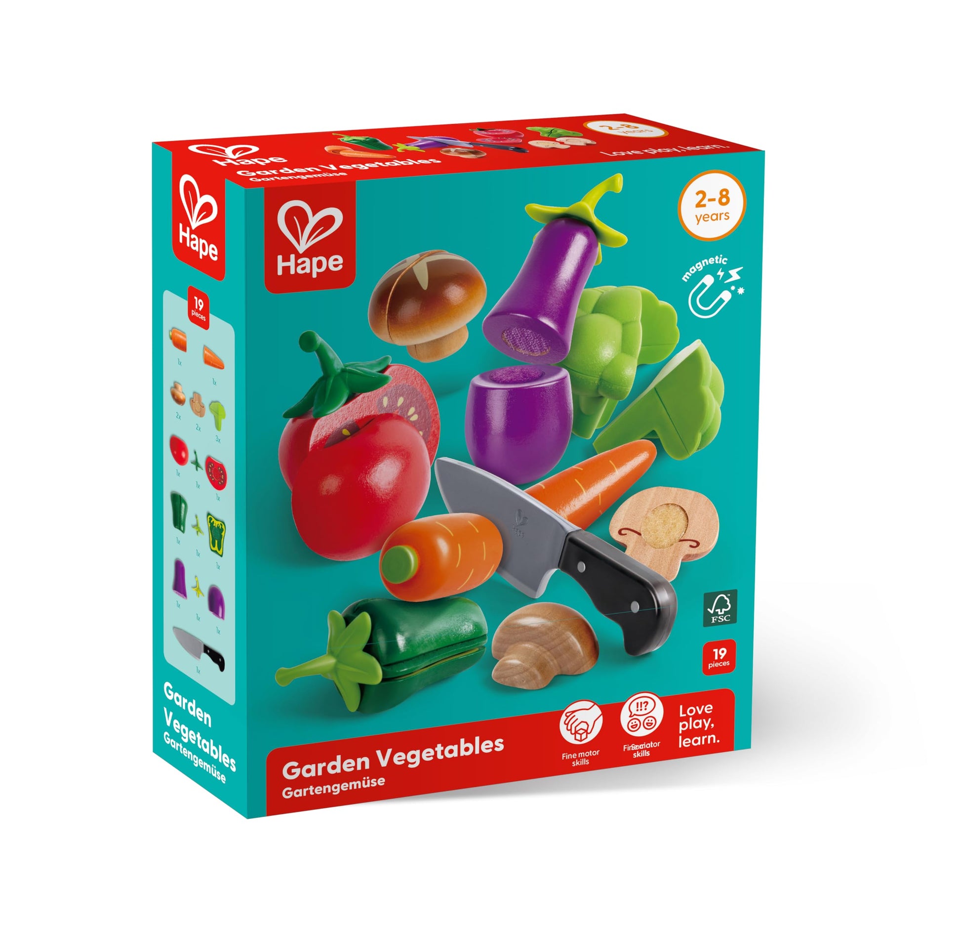 Hape Garden Vegetables toy set packaging on a white background