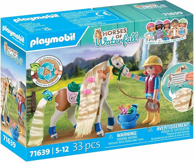 Playmobil - Horses of Waterfall - Ellie and Horse Pinto with Hair Accessories 71639