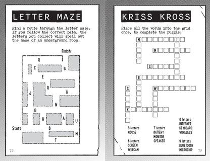 Stolen Secrets Spy Agency Puzzle Book featuring code-breaking puzzles, logic games and an interactive secret agent mission