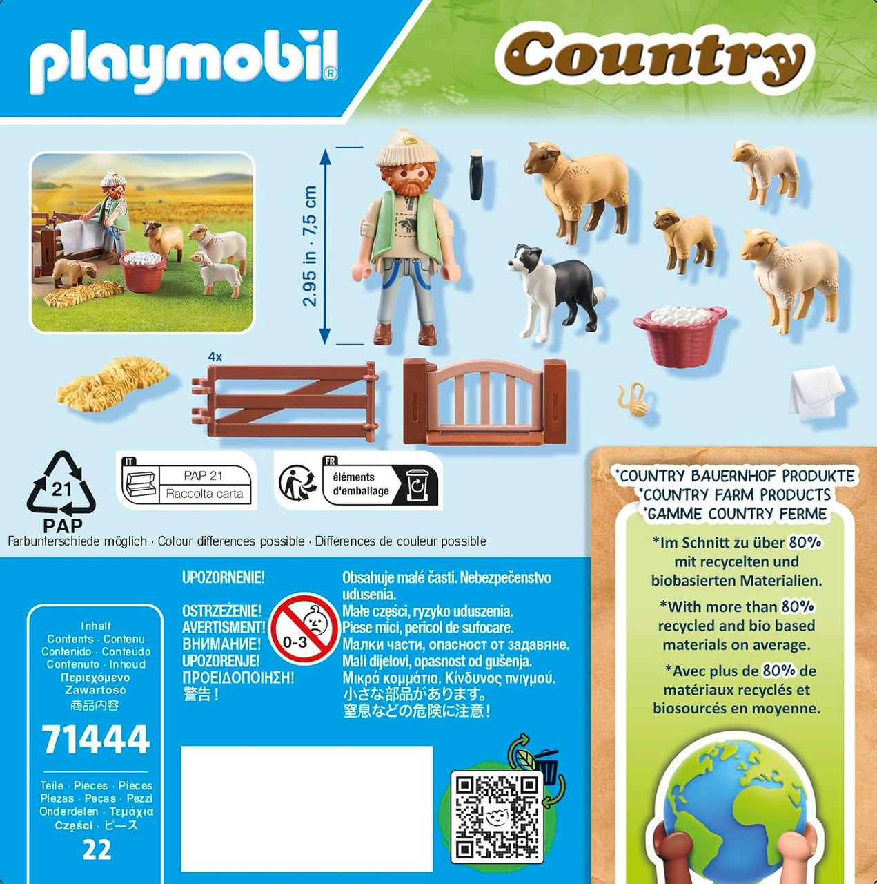 Playmobil Country - Young Shepherd with Flock of Sheep 71444