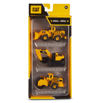 CAT - Metal Machines - Wheel Loader, Excavator & Steam Roller 3pk