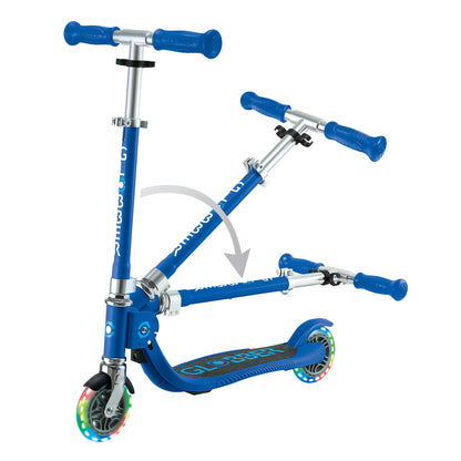 Globber - FLOW FOLDABLE JUNIOR with Lights - Navy Blue/ Sky Blue