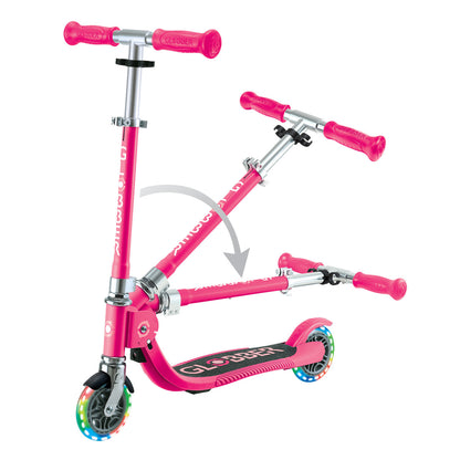 Globber - FLOW FOLDABLE JUNIOR with lights - Pastel Pink/ Fuchsia