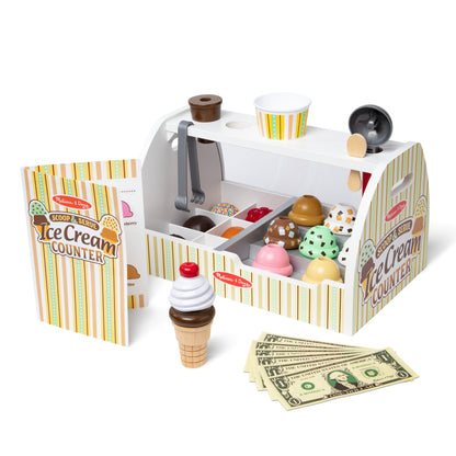 Melissa & Doug Scoop & Serve Ice Cream Counter Wooden Pretend Play Set