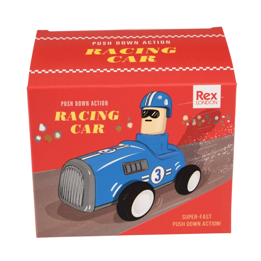 Rex London Push Down Action Racing Car - Blue