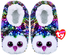 TY Fashion- Owen the Multicoloured Owl Sequin Slippers Medium