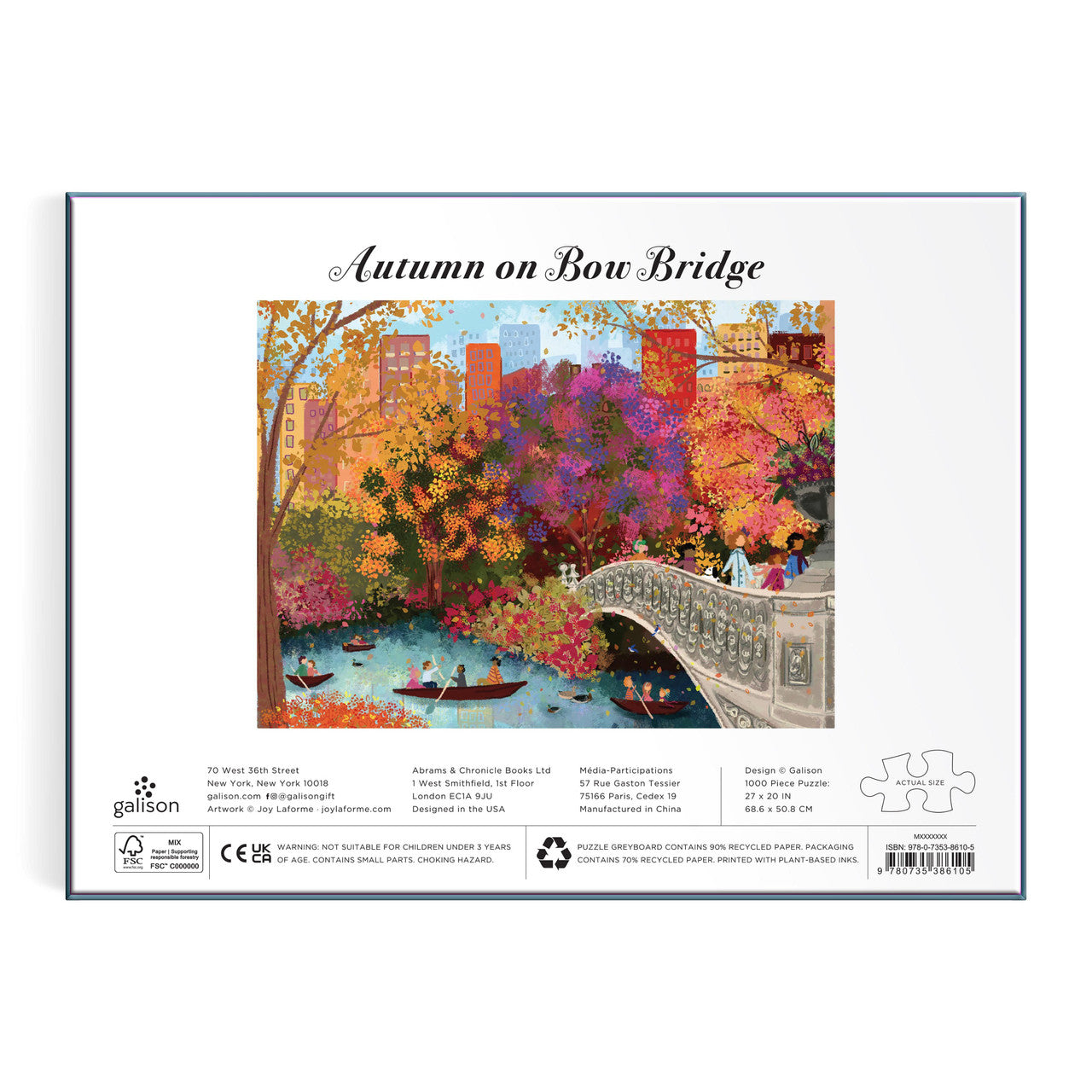 Galison 1000pc - Joy Laforme Autumn on Bow Bridge Puzzle