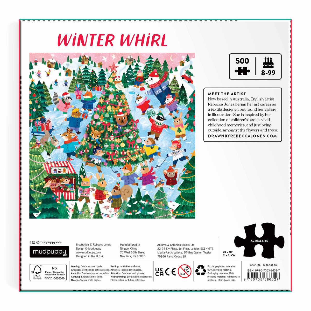Mudpuppy Winter Whirl Family Puzzle - 500 Piece