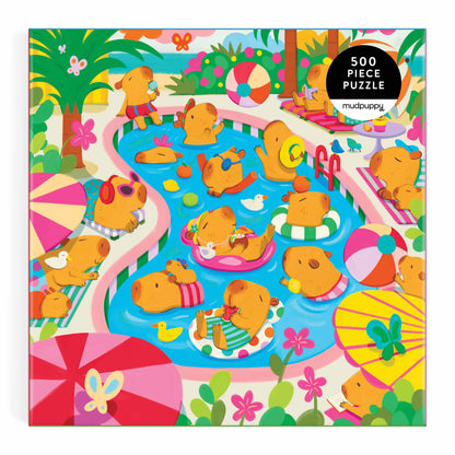 Mudpuppy Capybara Pool Day Family Puzzle - 500 Piece