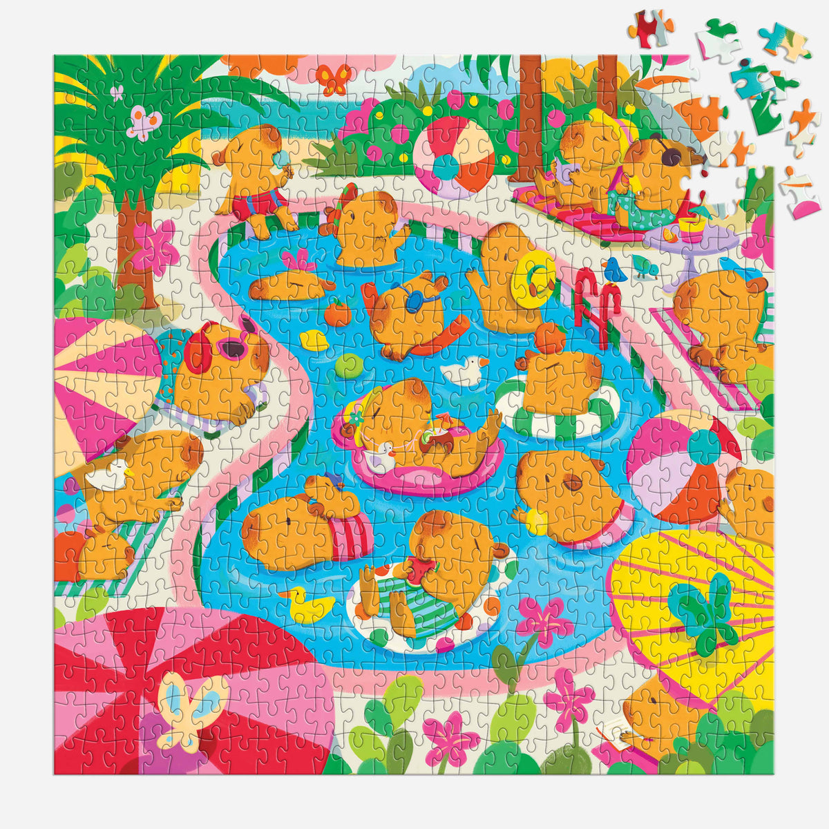 Mudpuppy Capybara Pool Day Family Puzzle - 500 Piece