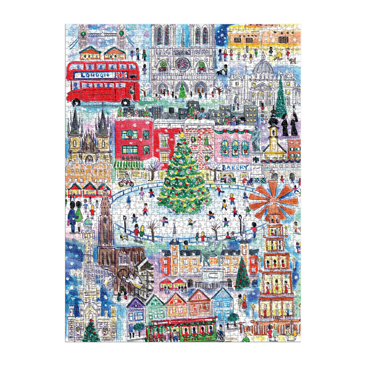 Galison 1500pc - Michael Storrings Christmas Around the World Puzzle