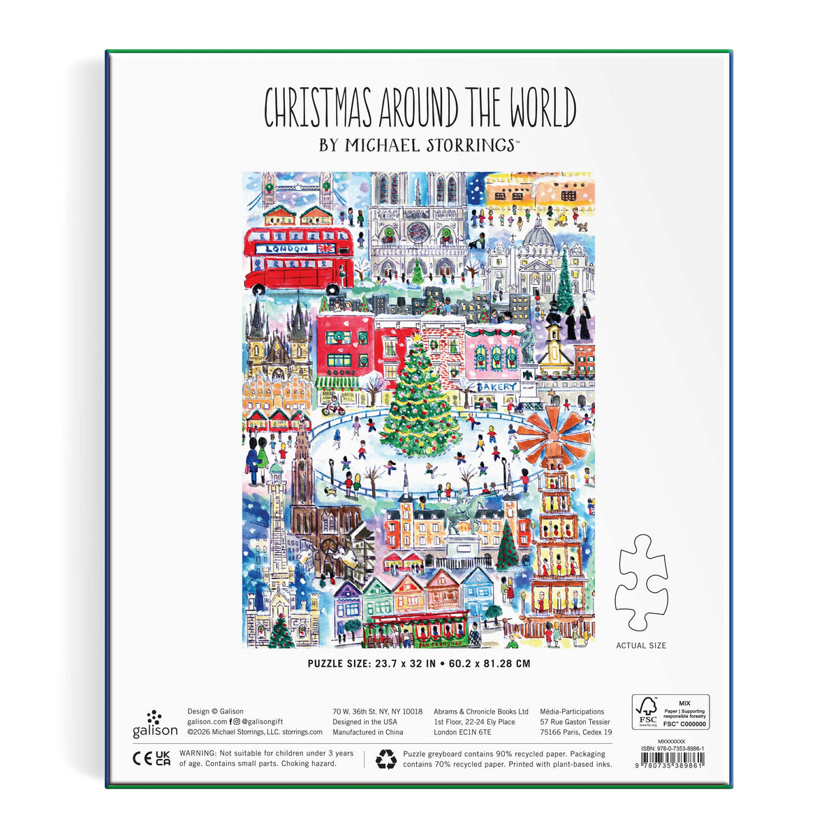 Galison 1500pc - Michael Storrings Christmas Around the World Puzzle