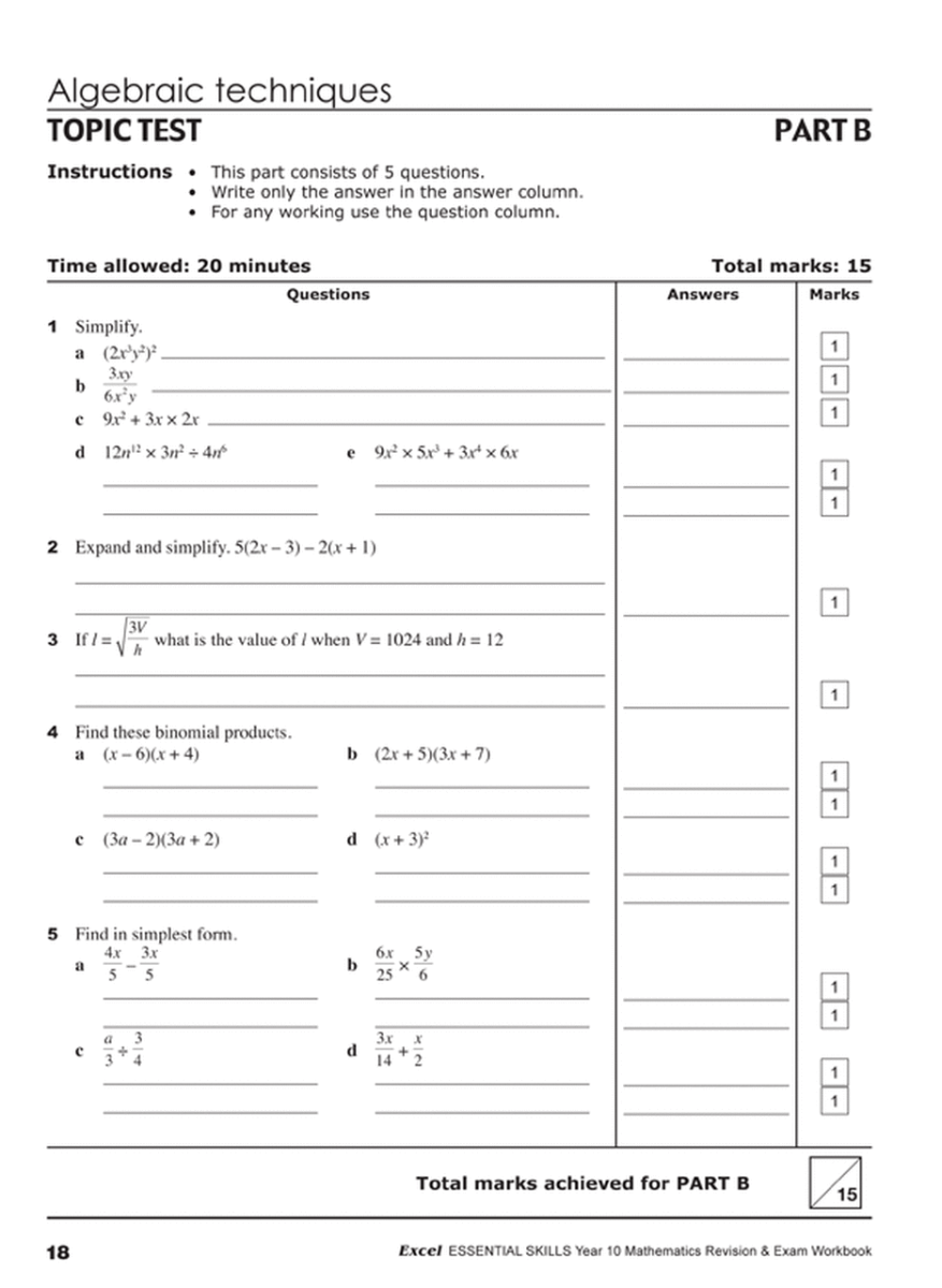Excel Essential Skills: Year 10 Mathematics Revision and Exam Workbook