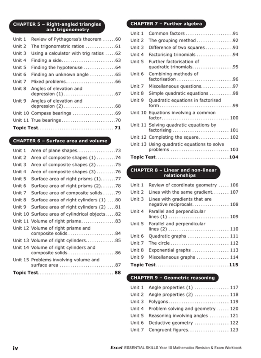 Excel Essential Skills: Year 10 Mathematics Revision and Exam Workbook