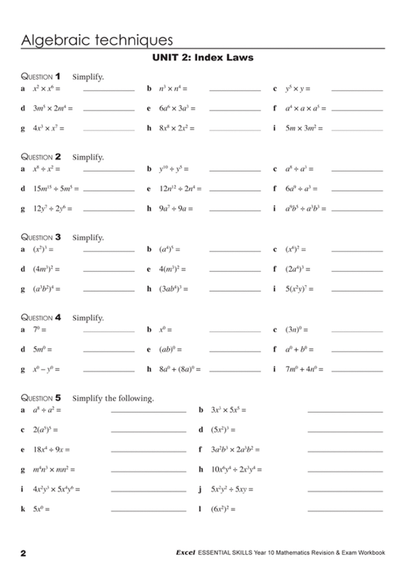 Excel Essential Skills: Year 10 Mathematics Revision and Exam Workbook