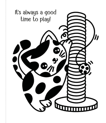 Cute kitten and puppy designs inside the water painting book, with clear outlines for small hands