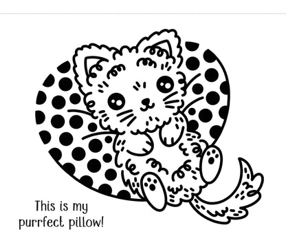 Double-page spread showing the waterproof back flap and large cute designs of this toddler painting book